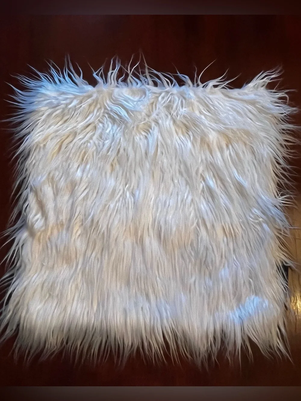 Phantoscope Faux Mongolian Fur Decorative Pillow Cover White 18” x 18” Fluffy